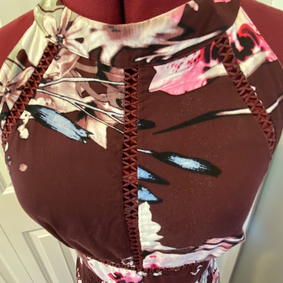 Jaase Endless Summer Floral Burgundy Dress Size Large - Picture 4 of 6